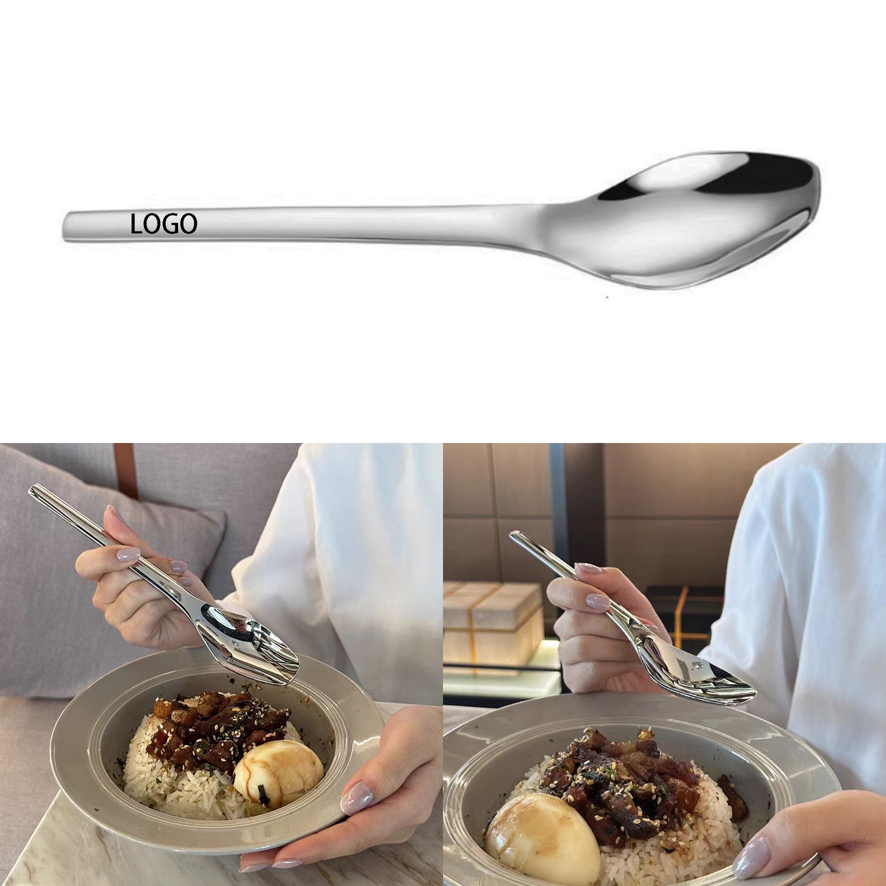 Stainless Steel Diamond-shaped Square Head Food Ladle