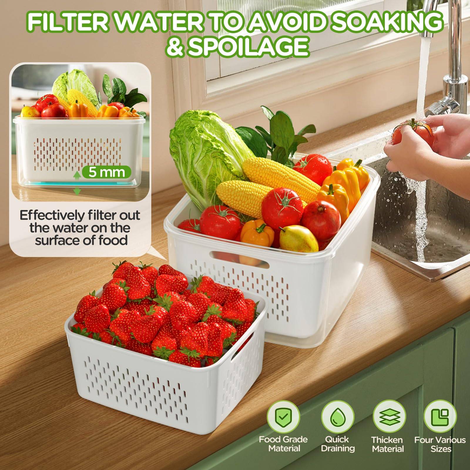 Portable Double-Layer Picnic Basket with Drain—Fridge Safe 7