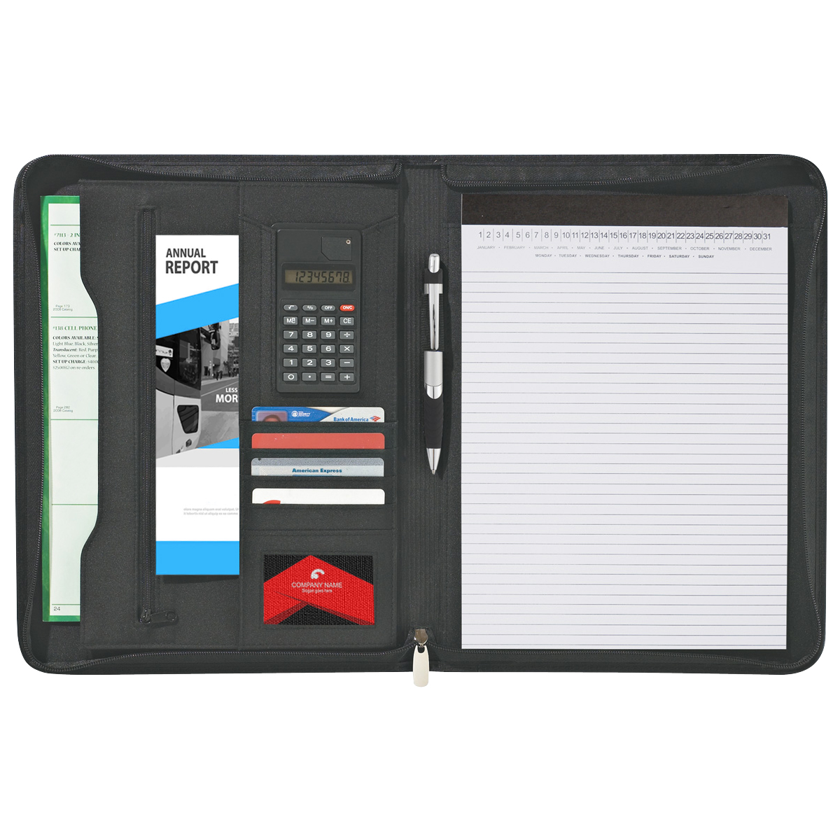 Eclipse Bonded Leather Zippered Portfolio With Calculator 1