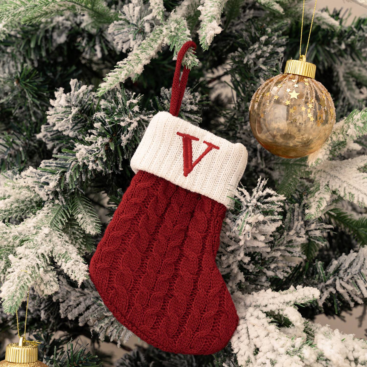 Mini Cotton Knitted Christmas Stocking 26