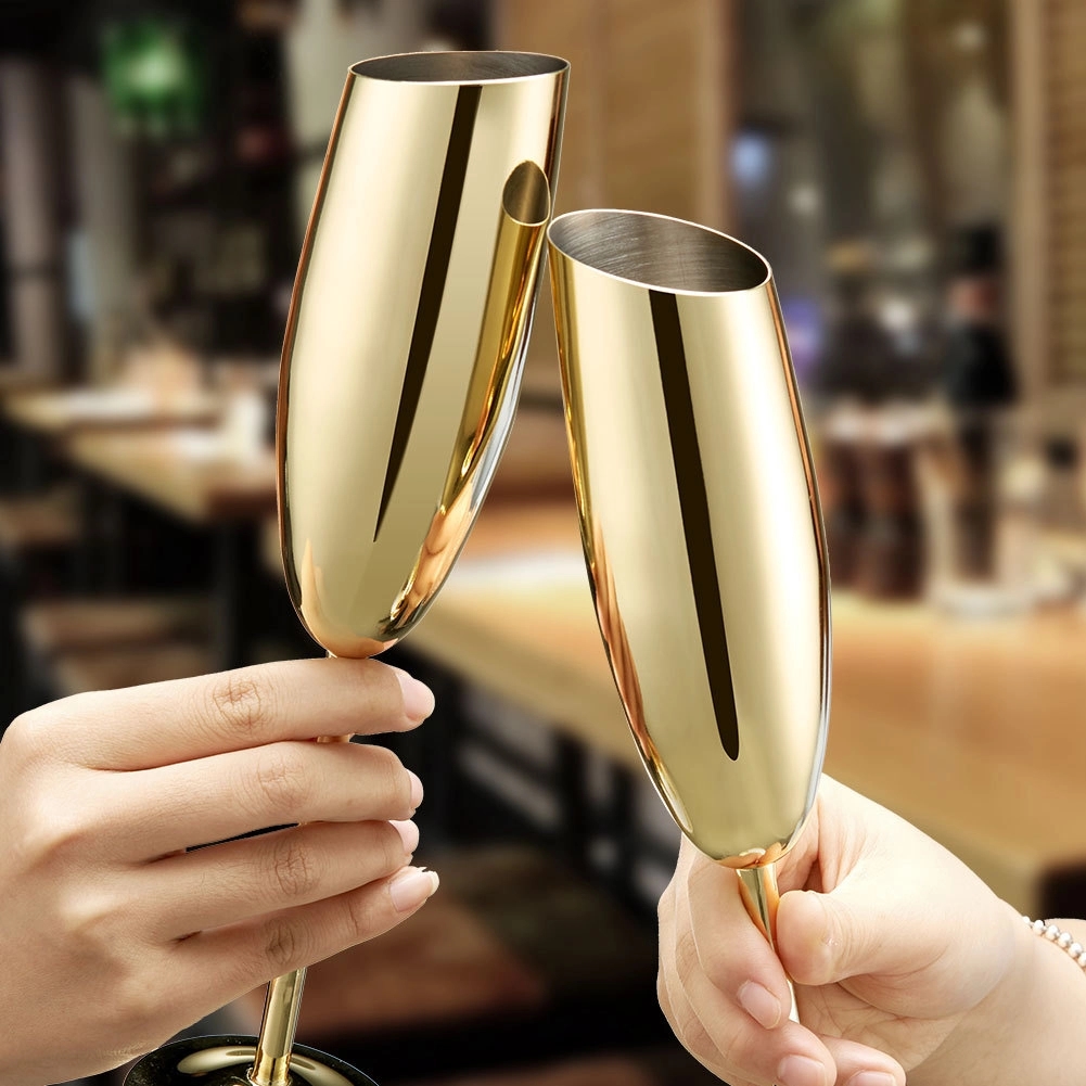 Custom 7 oz Stainless Steel Champagne Flute Glasses 8