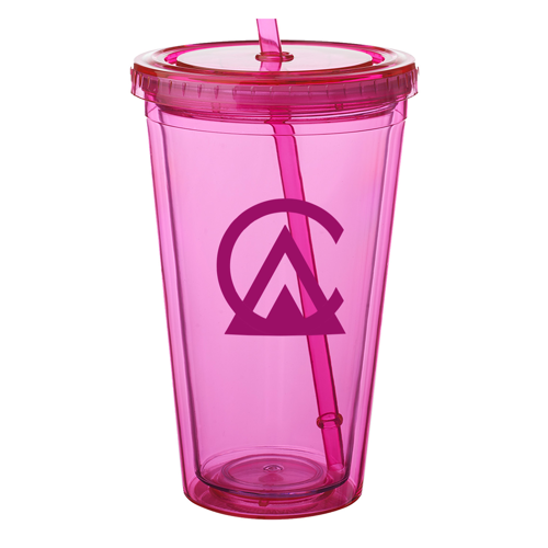 Double Wall Plastic Tumbler - with Straw, 16 oz. 34
