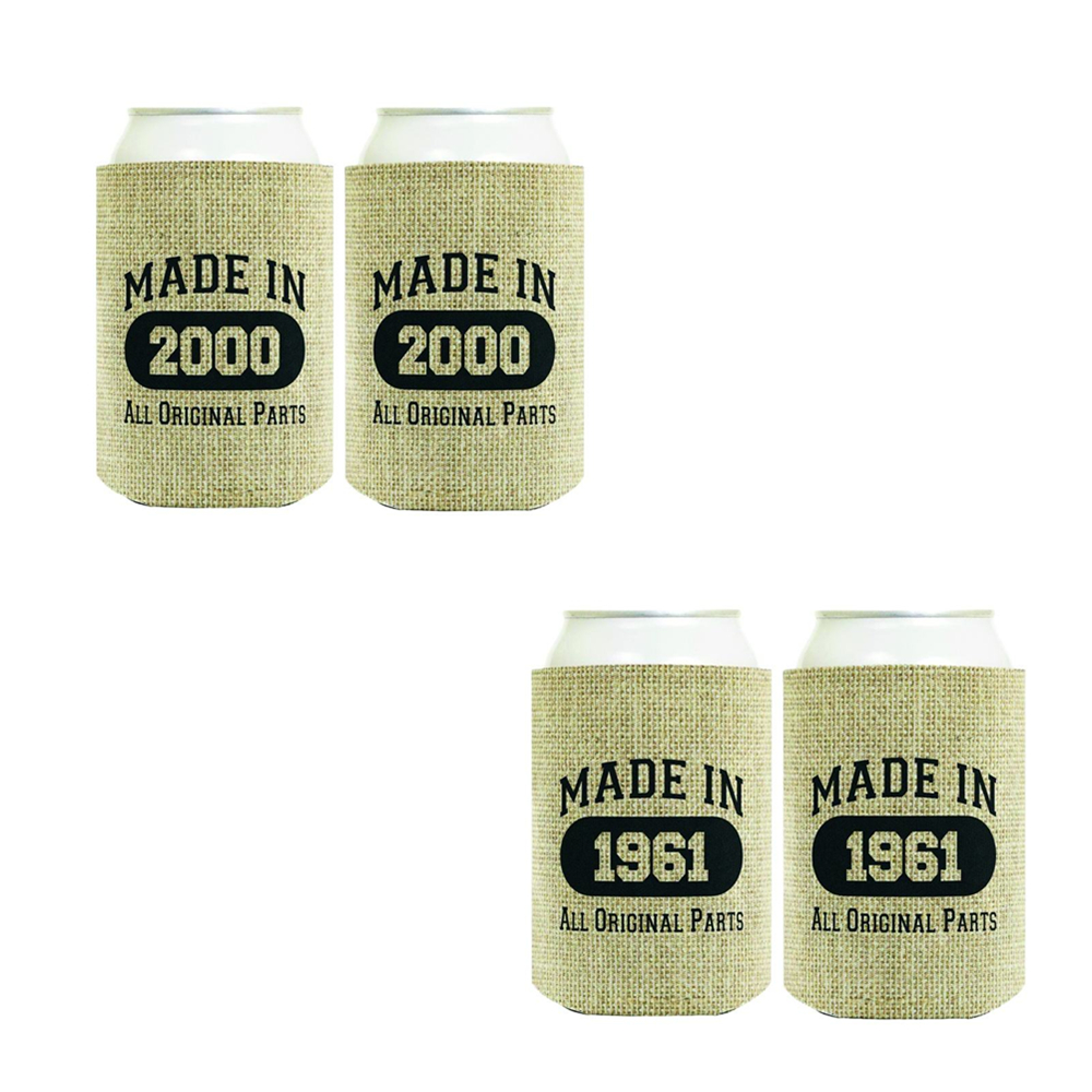 Burlap Neoprene Stubby Can Coolie, custom can cooler with logo imprint 4
