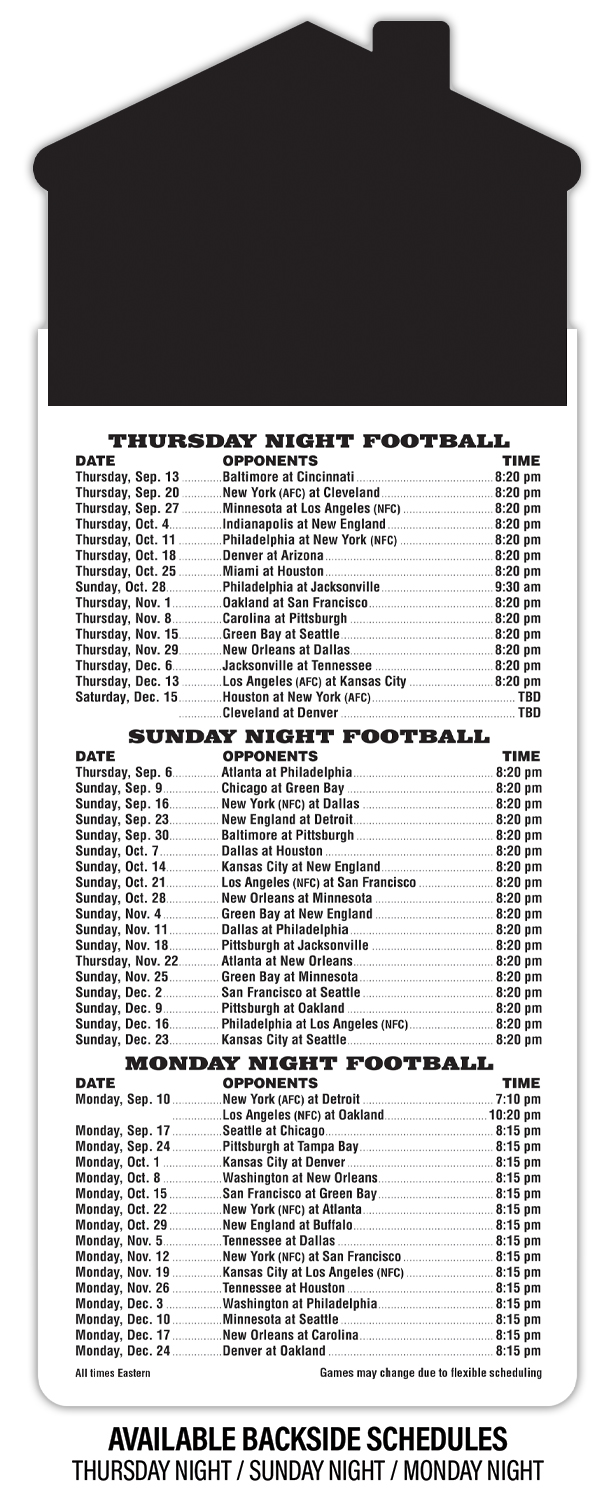 Magna-Card House Shape Magnet Football Schedules (3.5x9) 2