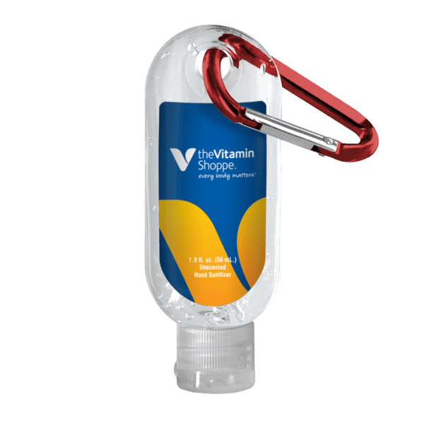 1.9 oz. Clear Sanitizer in Clear Bottle with Carabiner 37