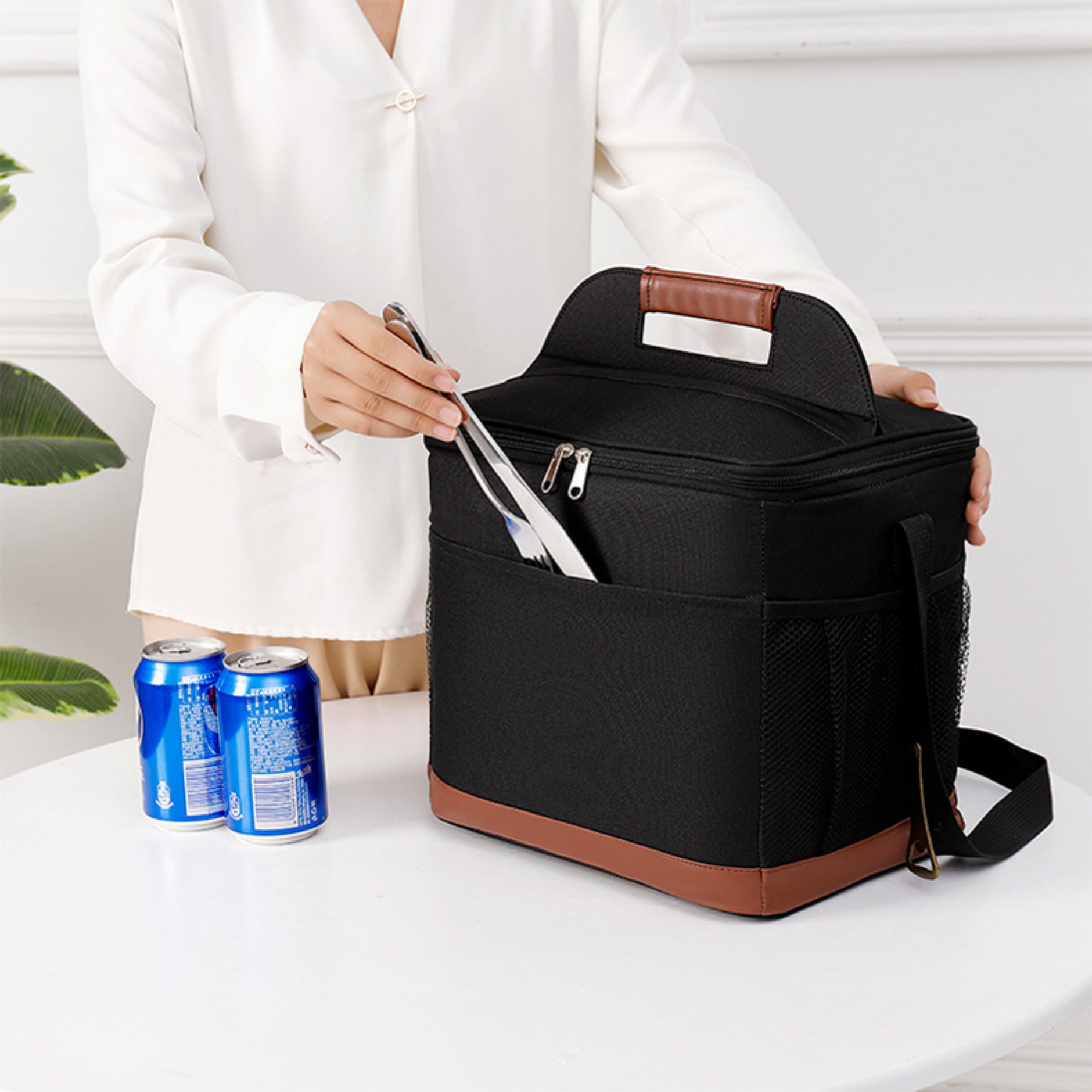 Insulated Lunch Box Freezable Cooler Bag with Beer Bottle Opener and Adjustable Shoulder Strap 11