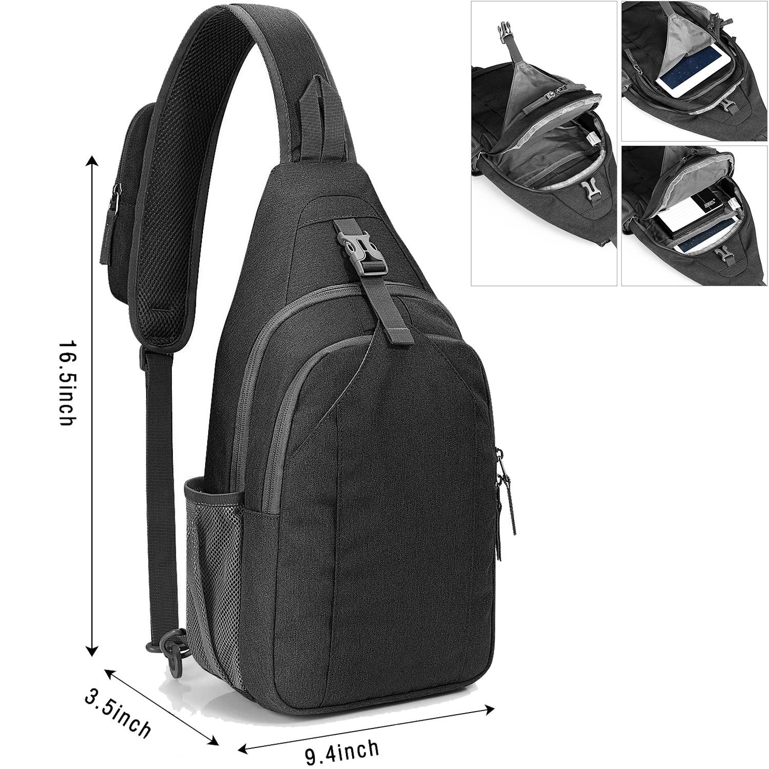RFID Blocking Sling Backpack Crossbody Chest Bag for Hiking 5