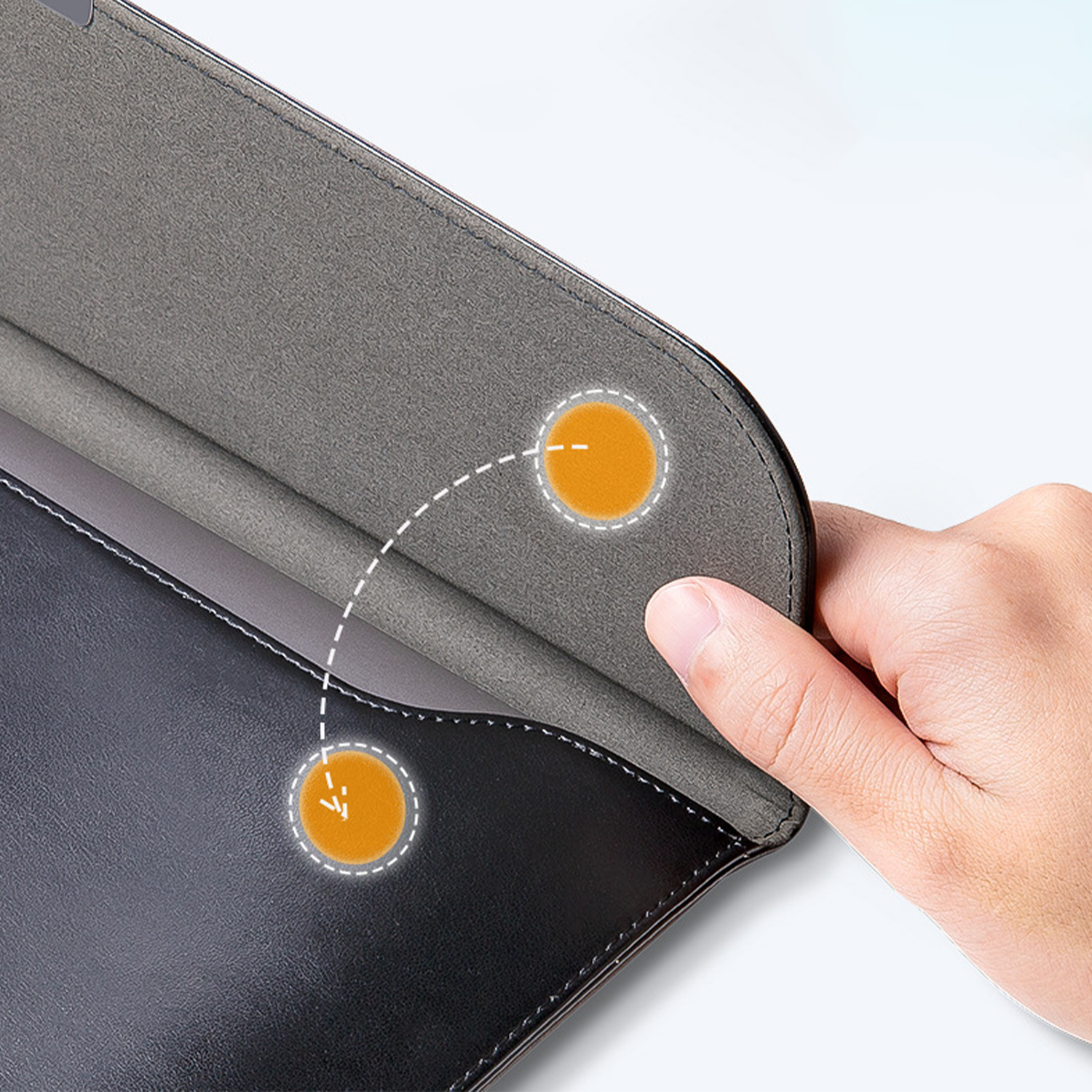 Waterproof PU Leather Laptop Sleeve with Magnetic Closure 2