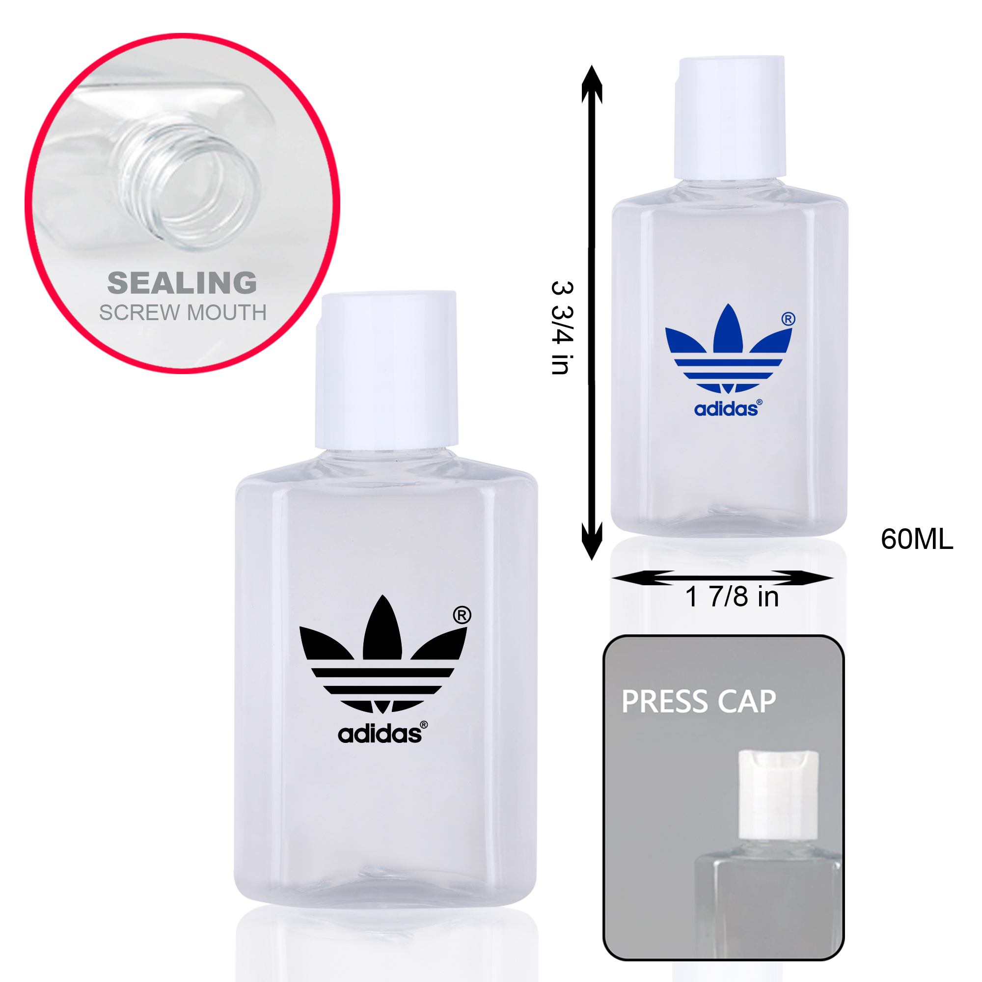 PPE 2 Oz.Square Gel Bottle for Hand Sanitizer