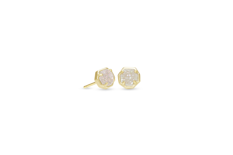 Kendra Scott Nola Gold Stud Earrings in Iridescent Drusy 2