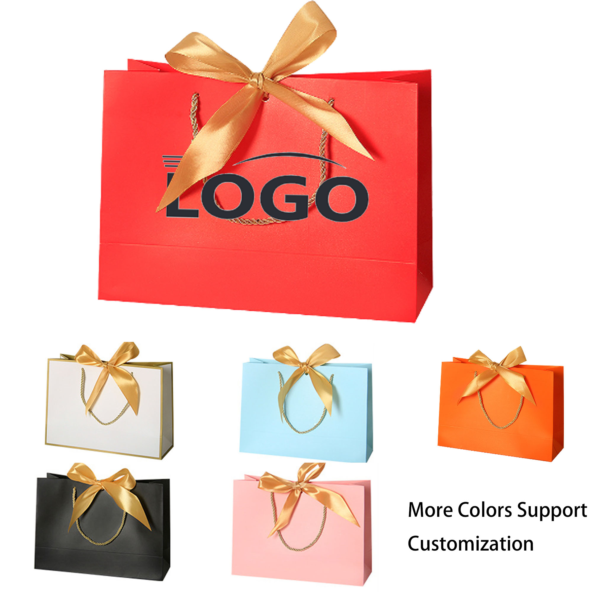 Customizable Hand-held Gift Bags With Bows 2