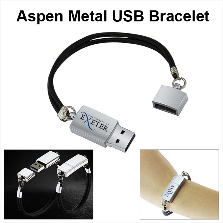 Aspen Metal USB Bracelet Flash Drive - 16GB