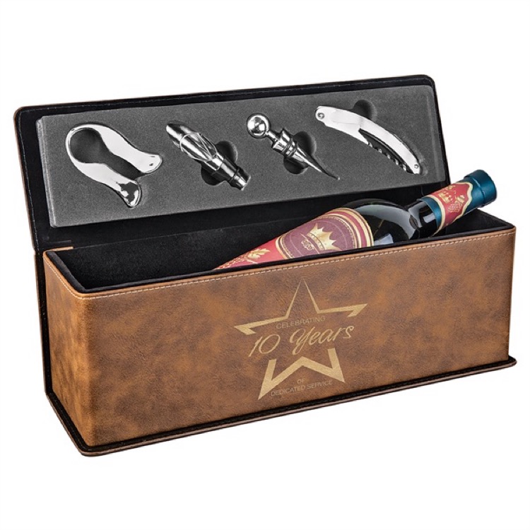 Leatherette Wine Tool Set & Bottle Case 2