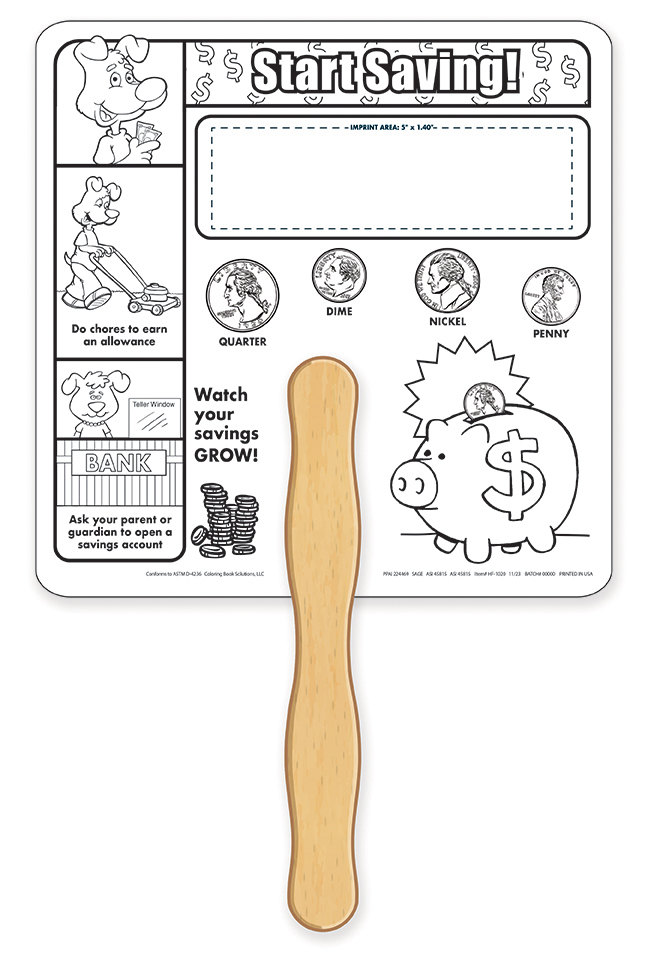 HAND FANS - Saving Money Coloring Hand Fan 6