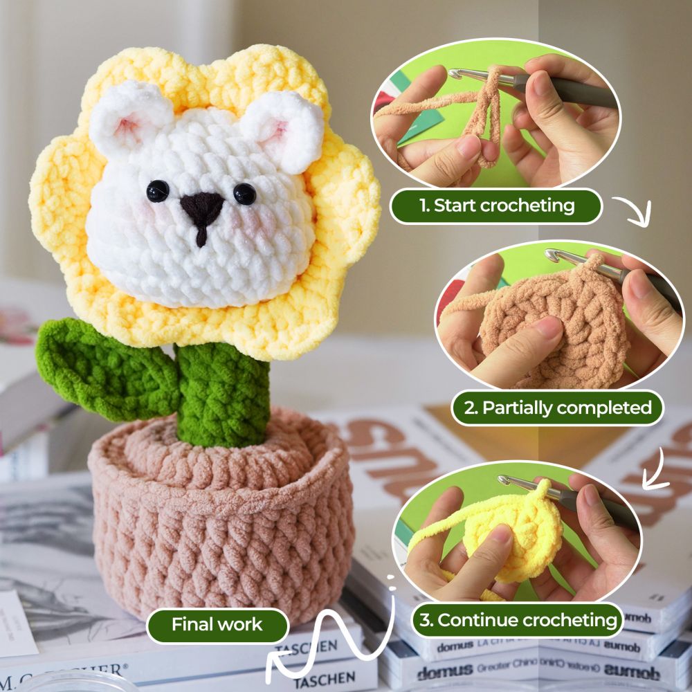 Crochet Material Package-Sunflower Bear 1