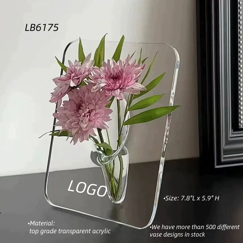 Photo Frame Acrylic Flower Vase for Centerpieces 2