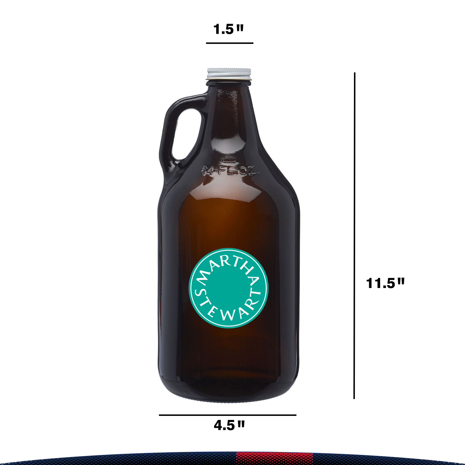 64 oz. Amber Glass Beer Growlers 2