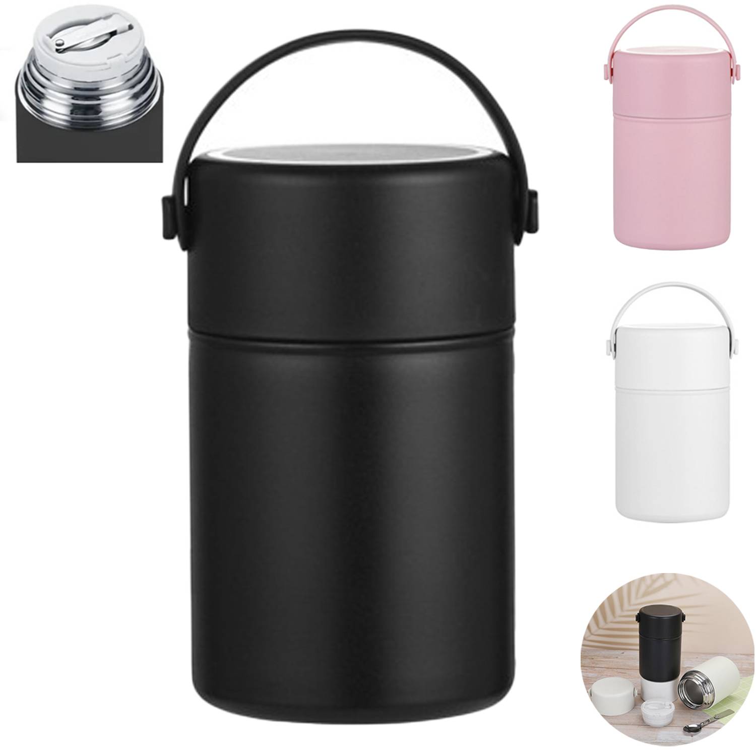 34oz Portable Stainless Steel Thermal Food Jar w/ Spoon 3