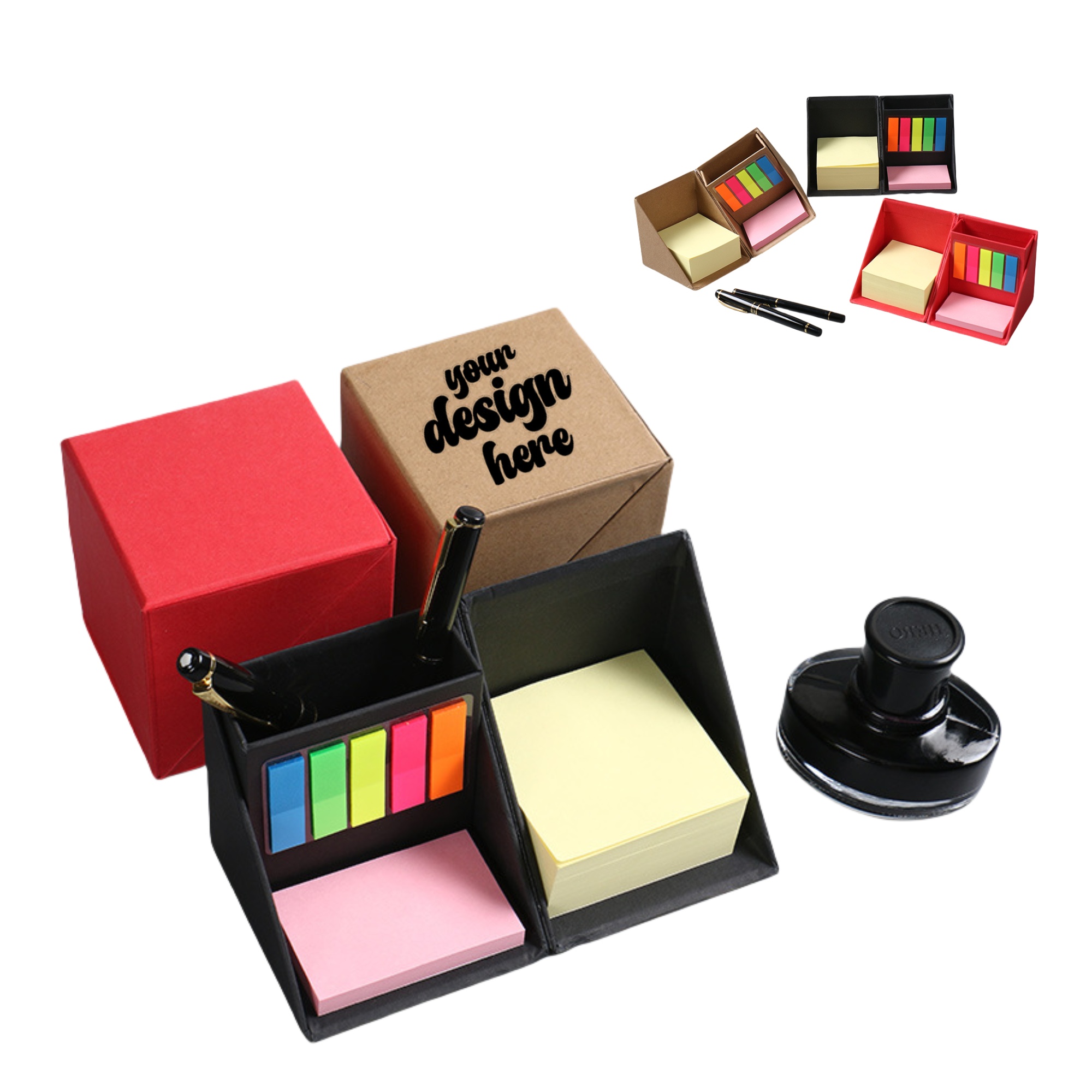 Folding Cube Box Sticky Notes With Pen Holde 3