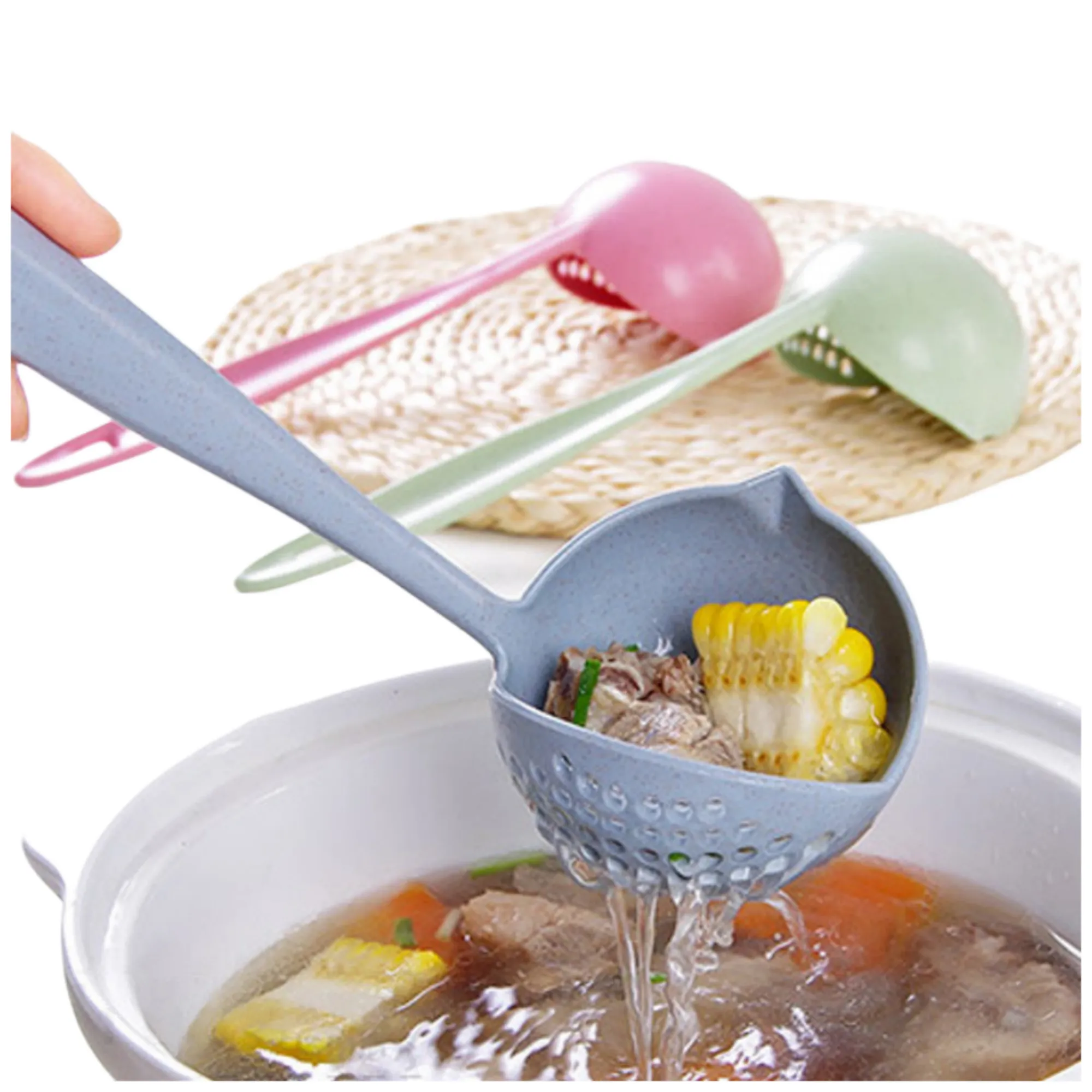 2 in 1 Household Kitchen Spoon Wheat Straw 2