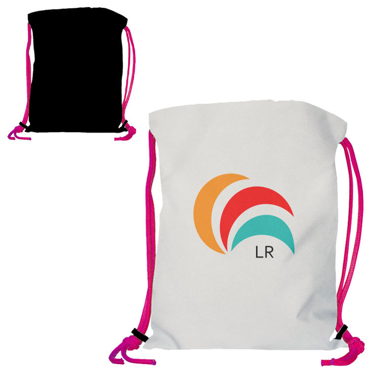 Super Drawstring Pack (One side Imprint)-Neon Pink Heavy Rope 3