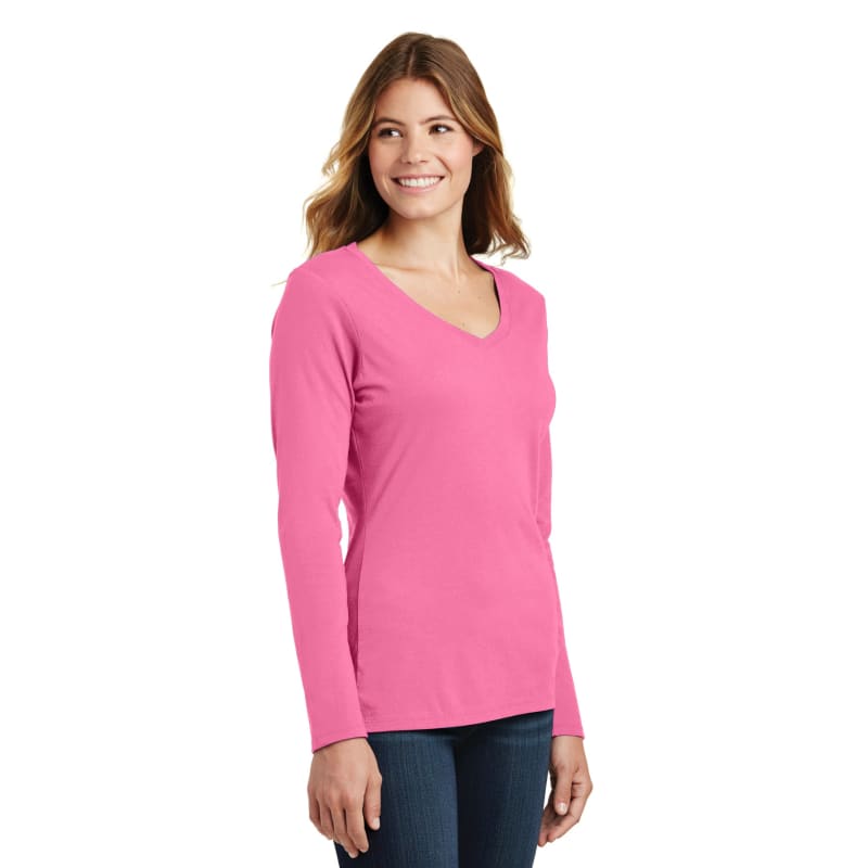Port & Company Women's Long Sleeve Fan Favorite V-Neck Tee. 96