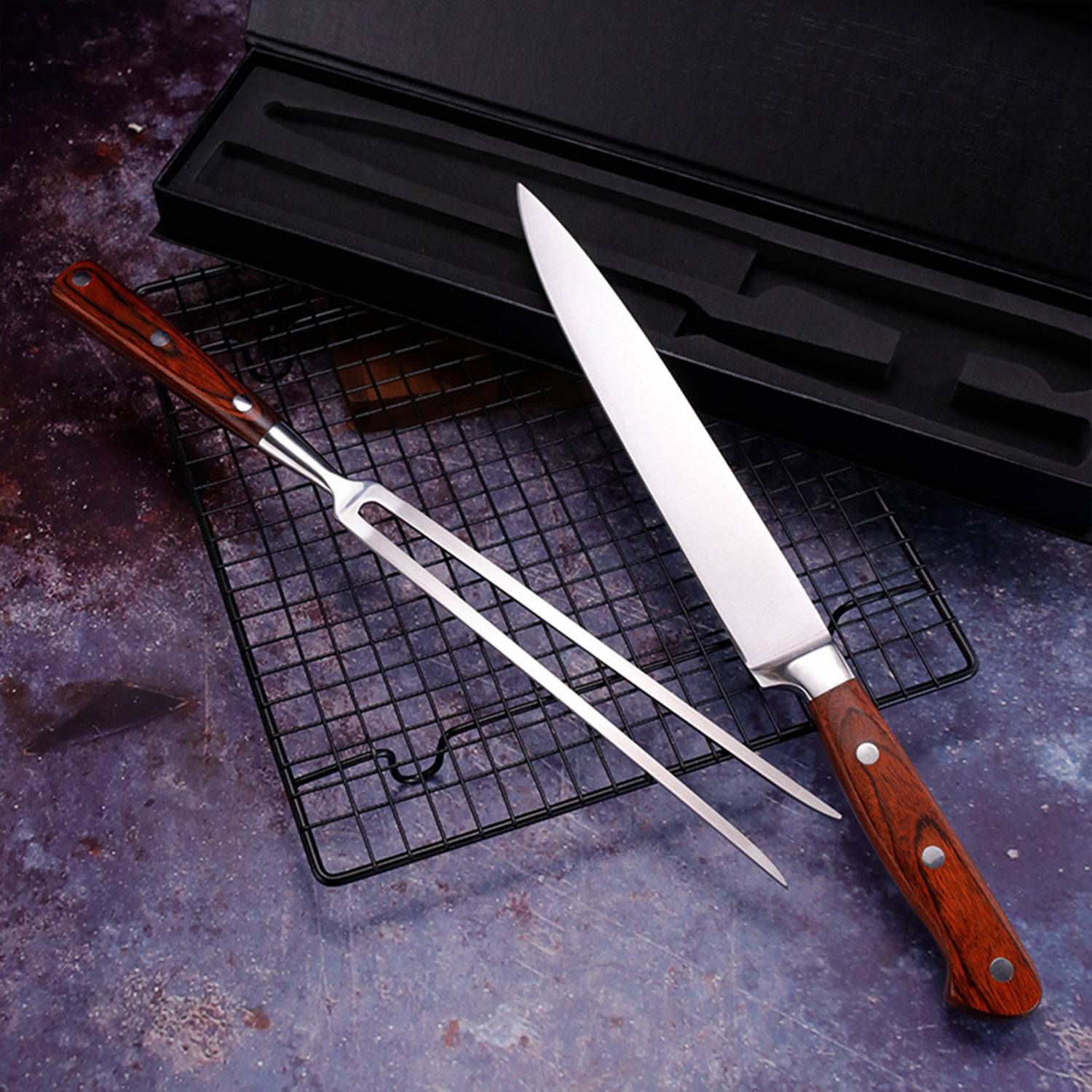 Stainless Steel Barbecue Knife & Fork Set 3