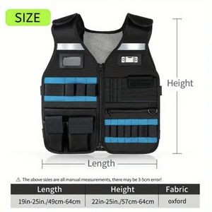 Multi-Pocket Tool Vest Reflective Hardware Safety Clothes 3