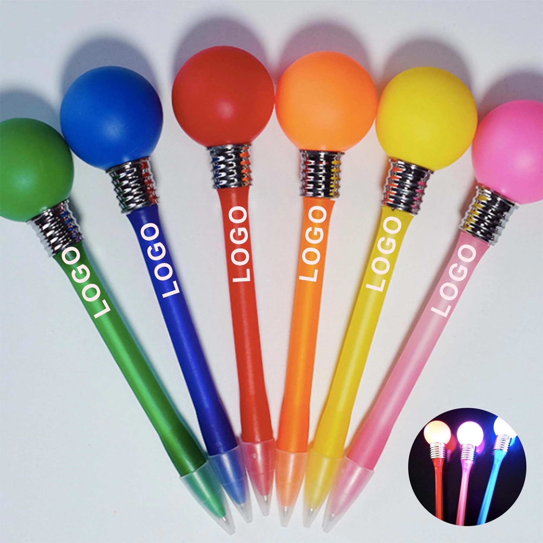Rainbow LED Light Up Ball Stylus Pen 3