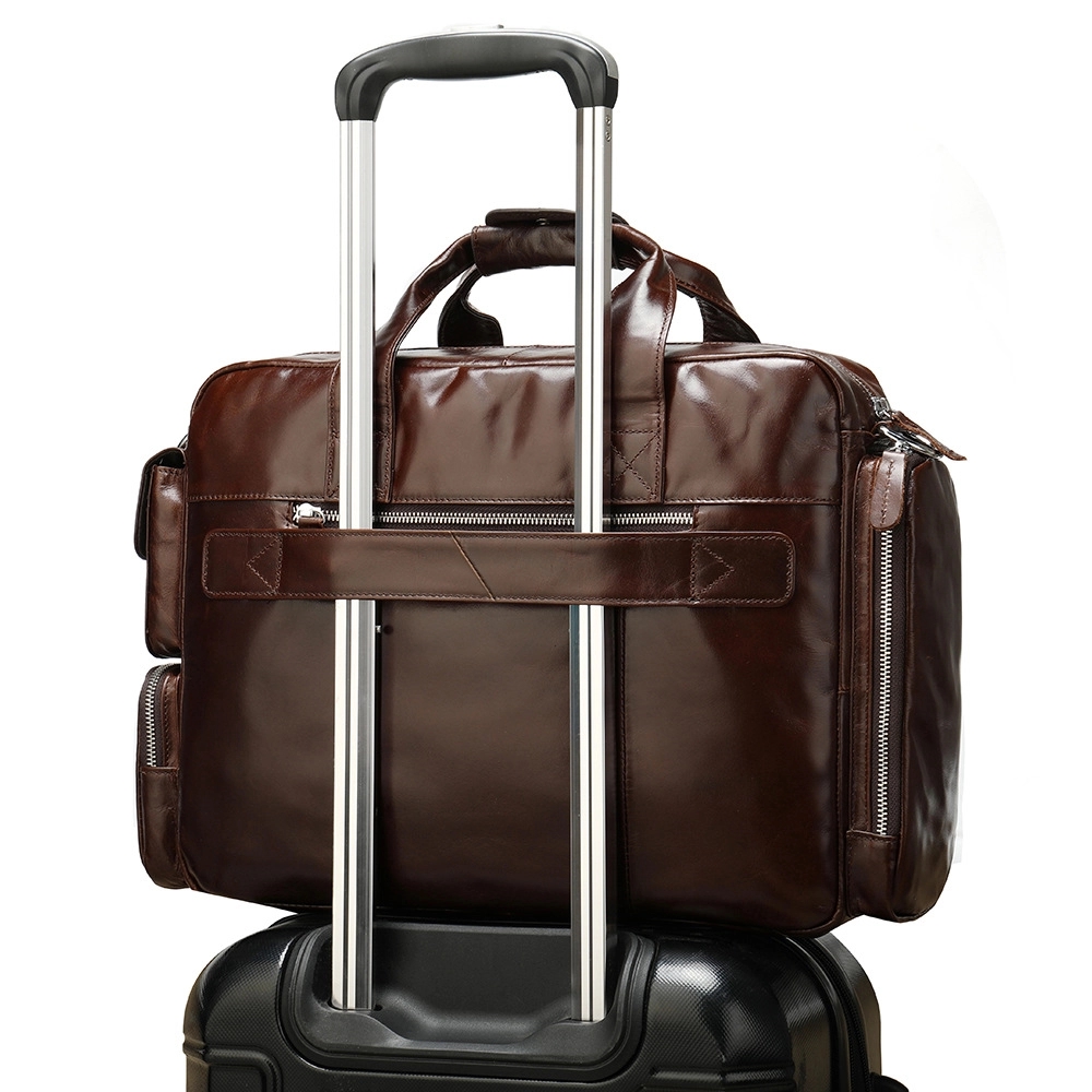 Genuine Leather Briefcase w/ Luggage Strap 3