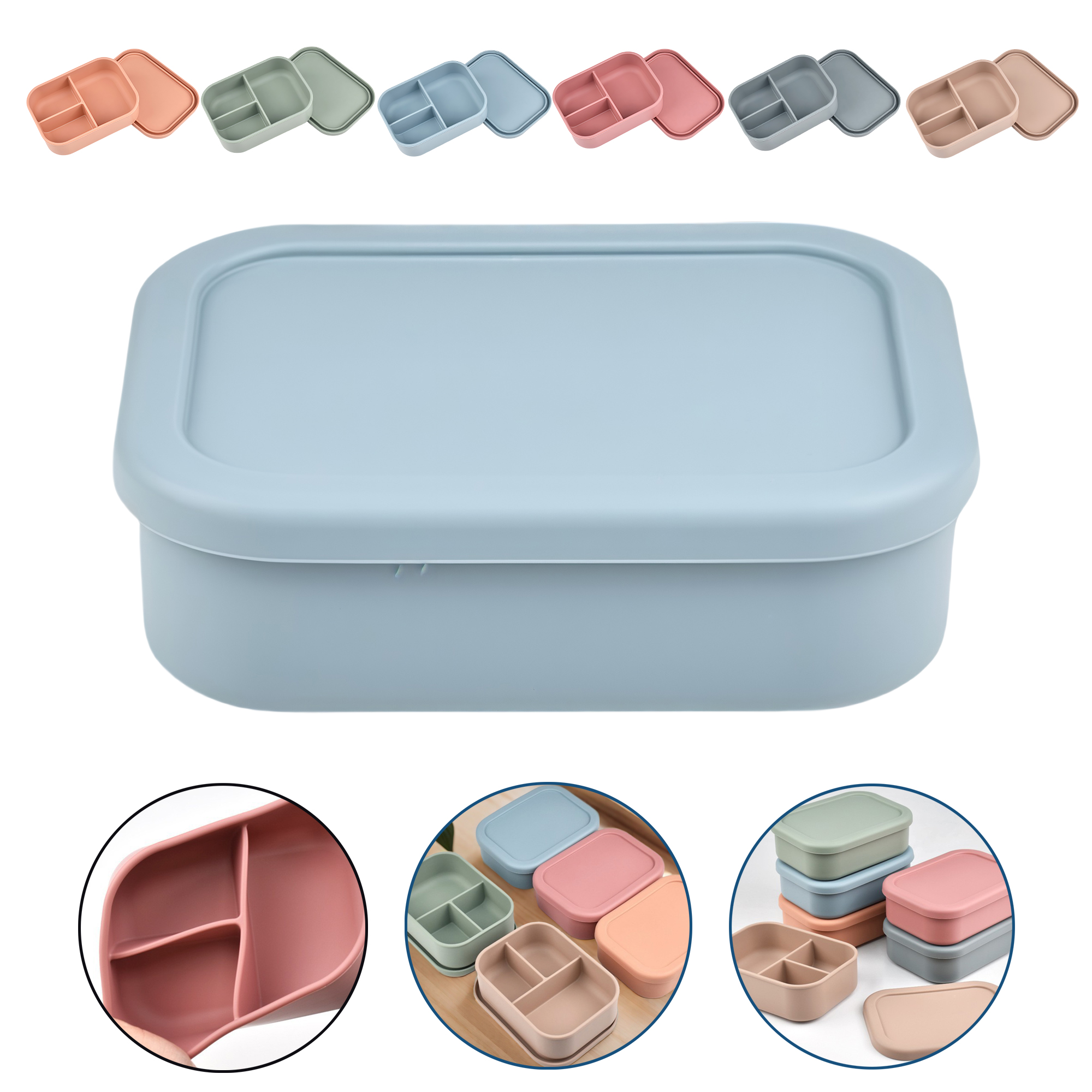 Silicone Lunch Box with 3 Compartments 4