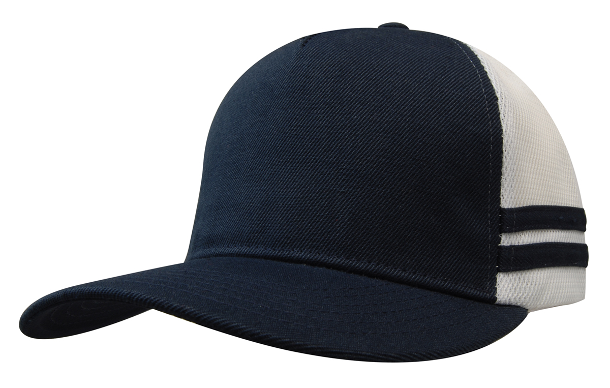 American Premium Twill/Mesh Deep Fit Trucker with Stripes 10