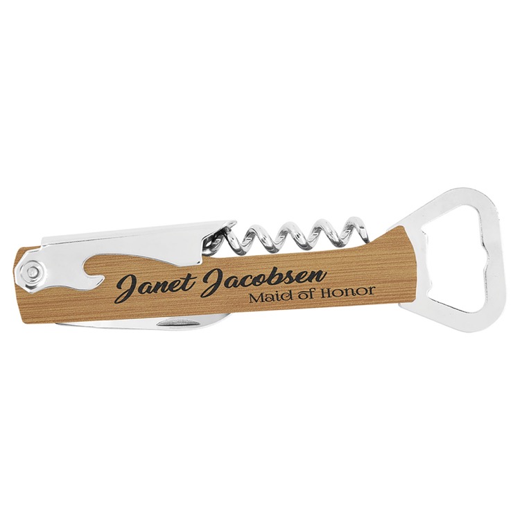 Bamboo Leatherette Wine Bottle Opener 2