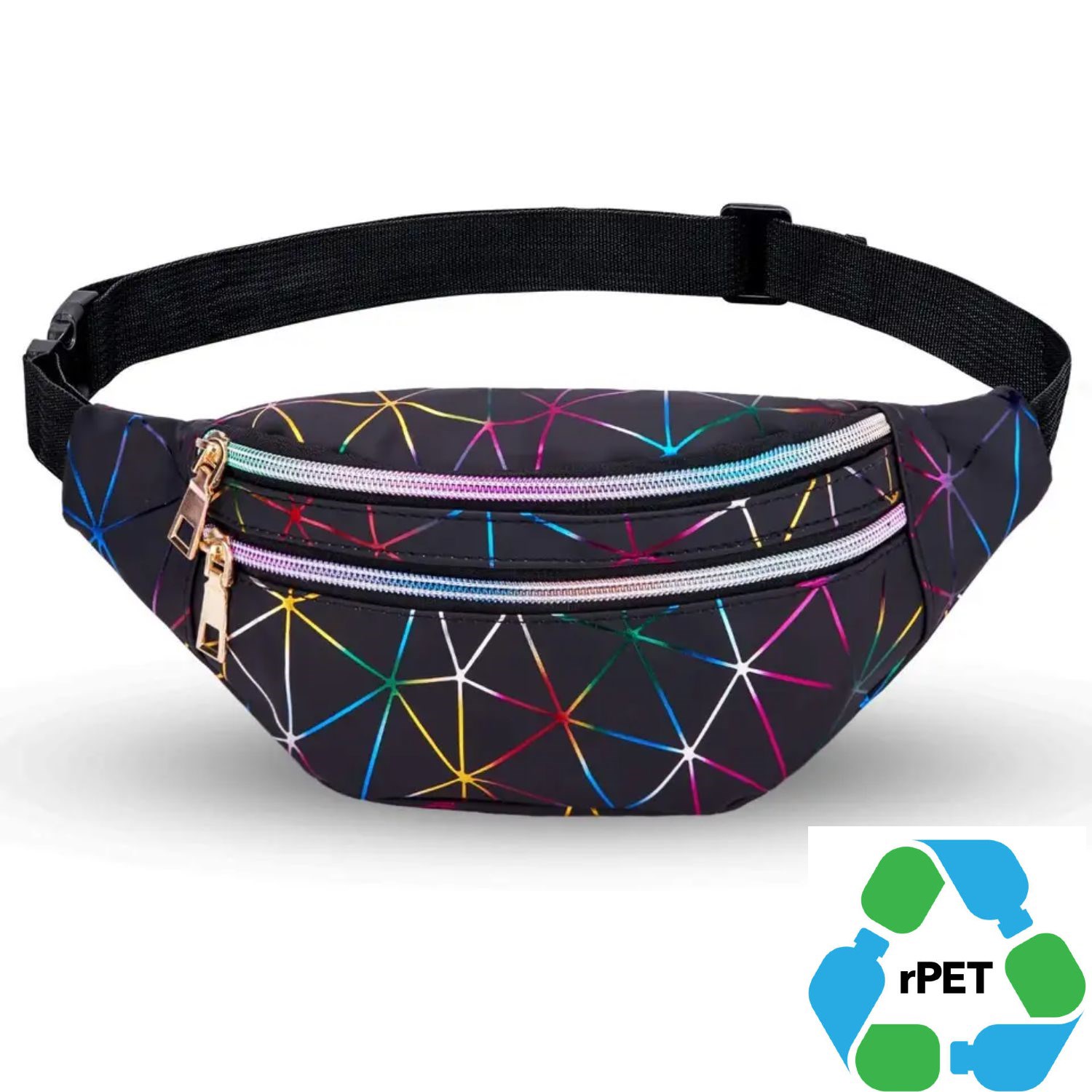 Two Zipper 13" x 6" rPET Recycled 600D Polyester Sublimation Fanny Pack 2