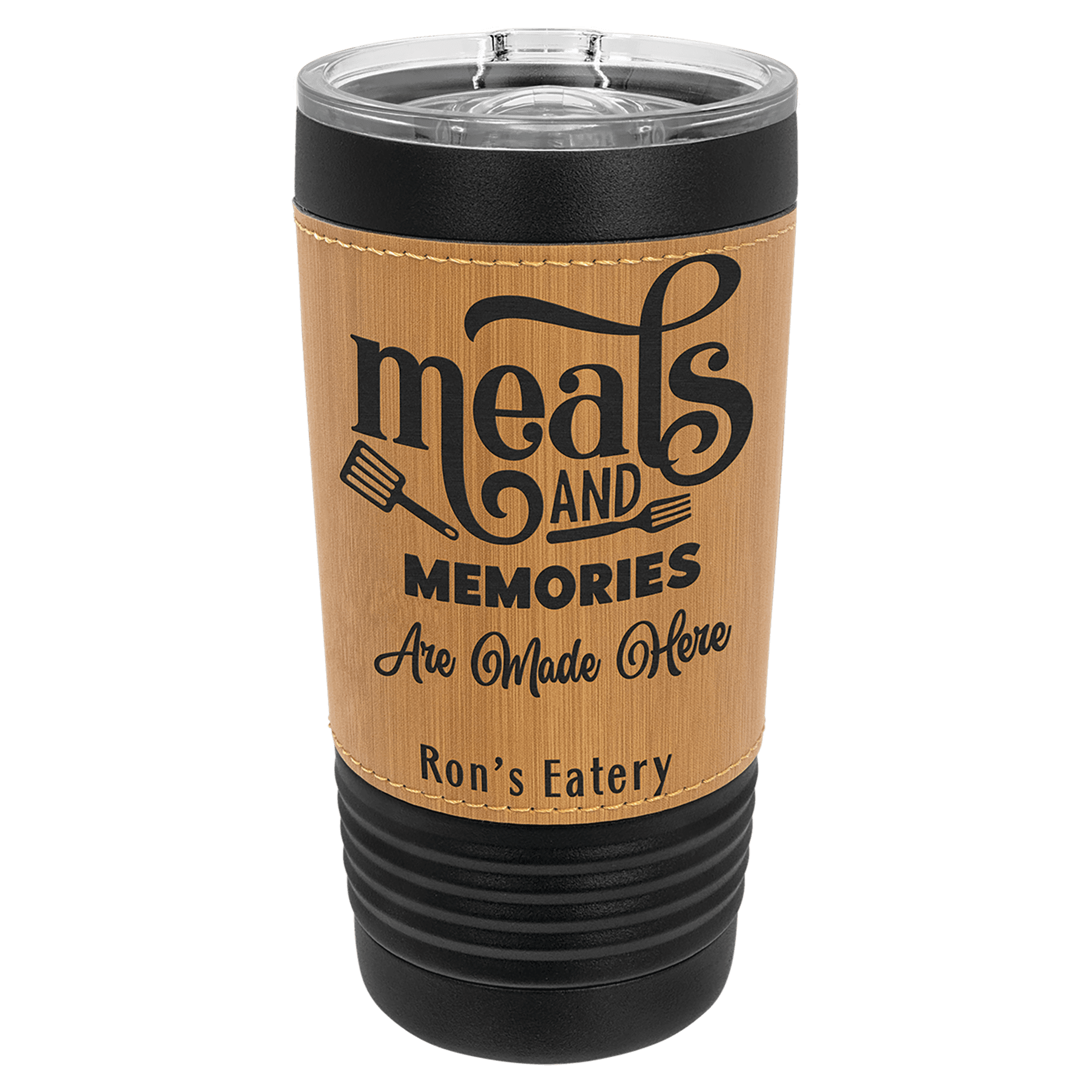 Polar Camel 20 oz. Black with Bamboo Leatherette Tumbler with Slider Lid 2