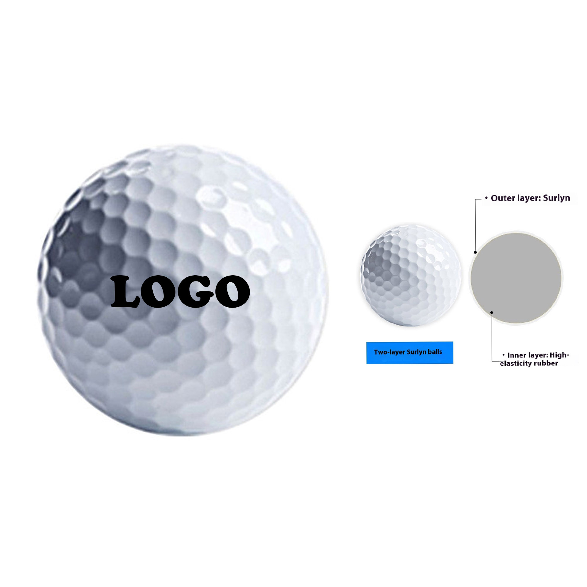 MOQ 100 pcs Logo Golf Balls 2