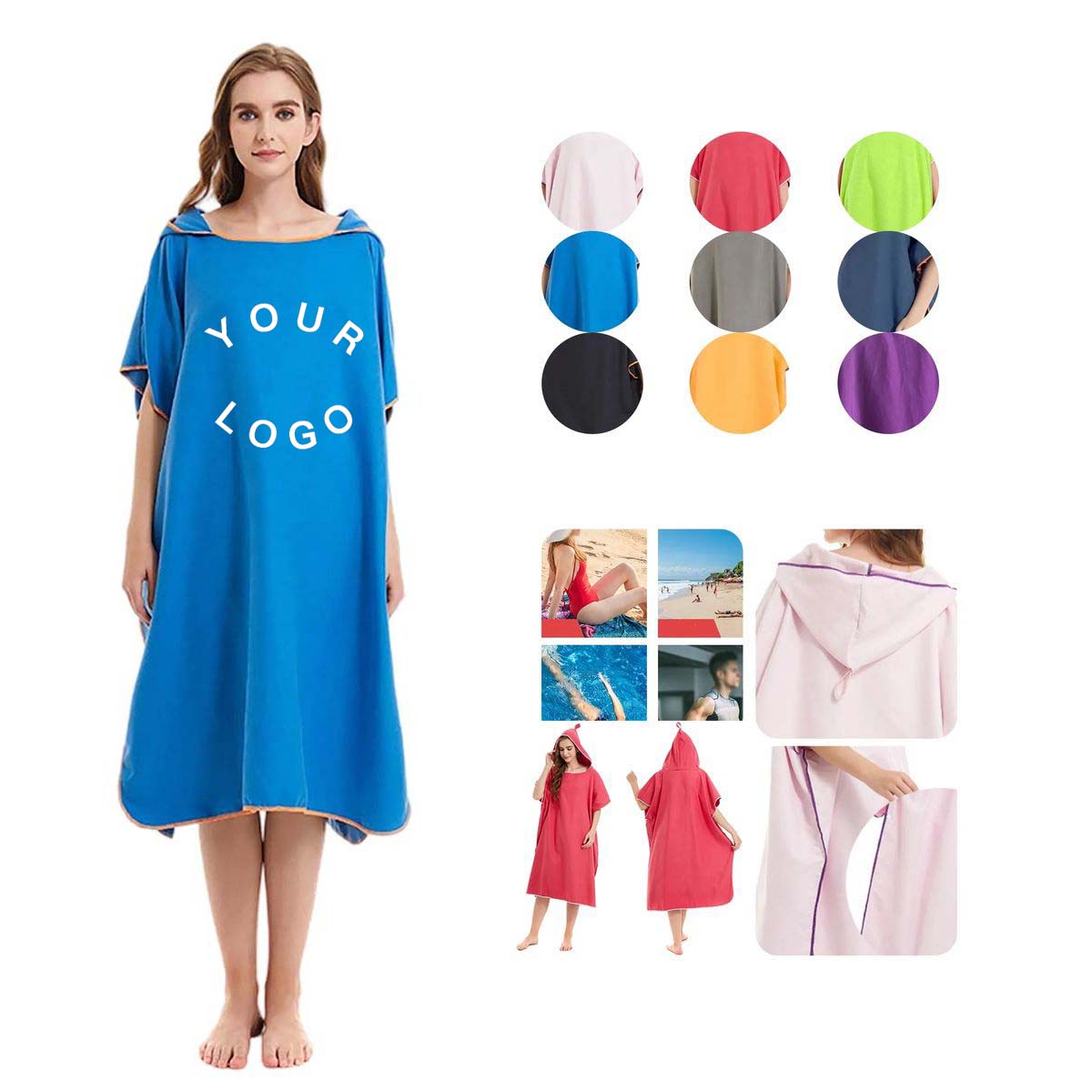 Solid Color Adult Poncho with Snap Button 4