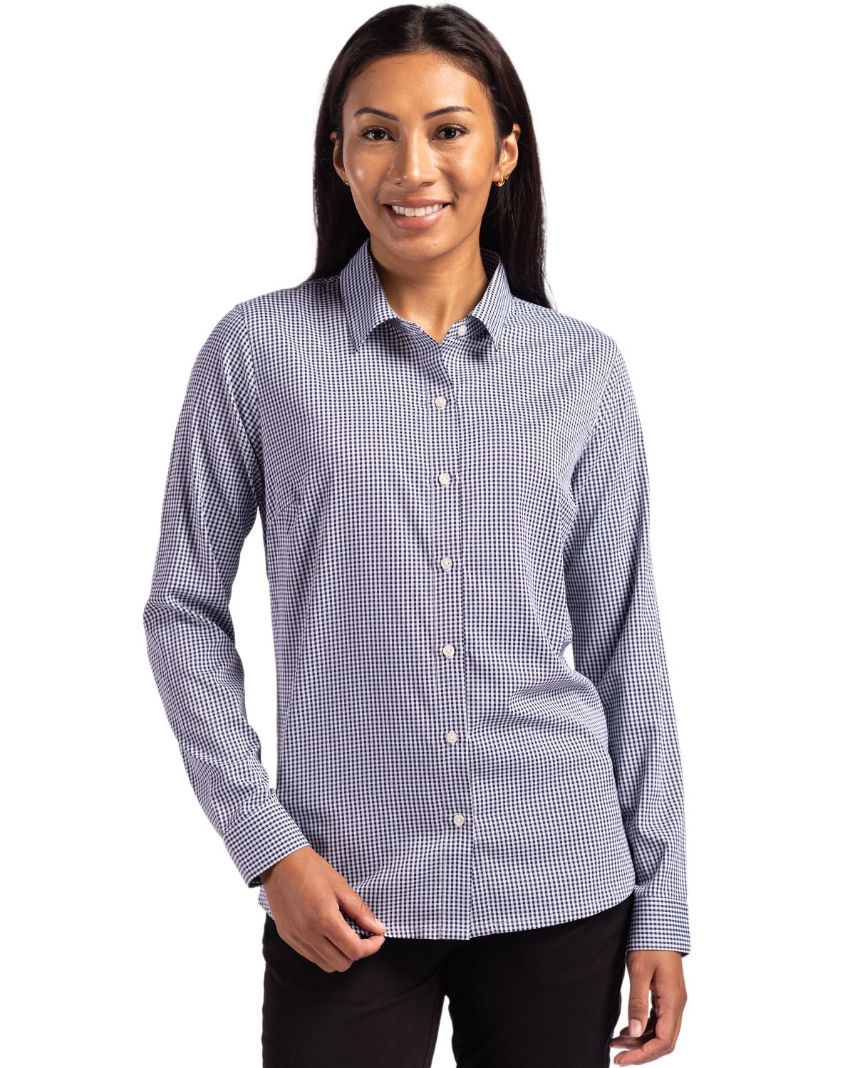 Skyline Eco Recycled Gingham Womens Long Sleeve Dress Shirt