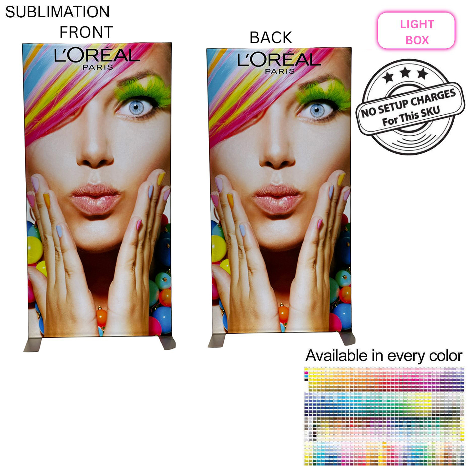 48Hr Quick Ship - Backlit LED Light Box SEG Floor Display Banner Kit, 40" x 80", NO SETUP CHARGE.