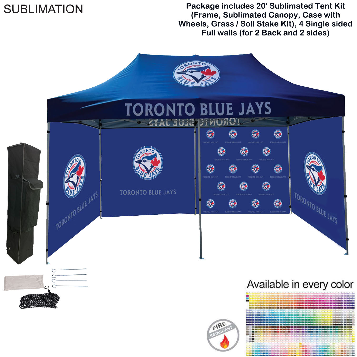 48Hr Quick Ship - Full Privacy Tent Package 1, 20' Sublimated Tent,4 Single sided Full walls 13