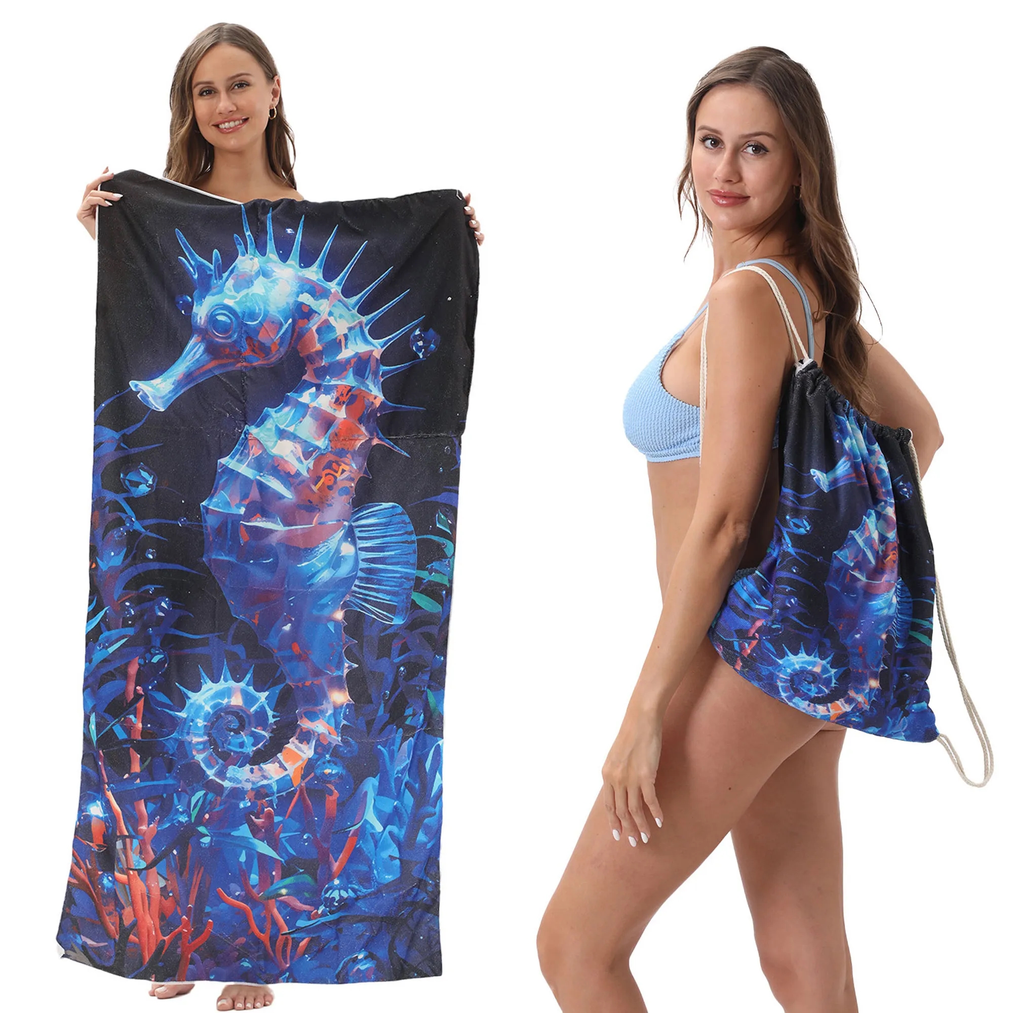 Versatile 2-In-1 Foldable Beach Towel With Storage Bag 16