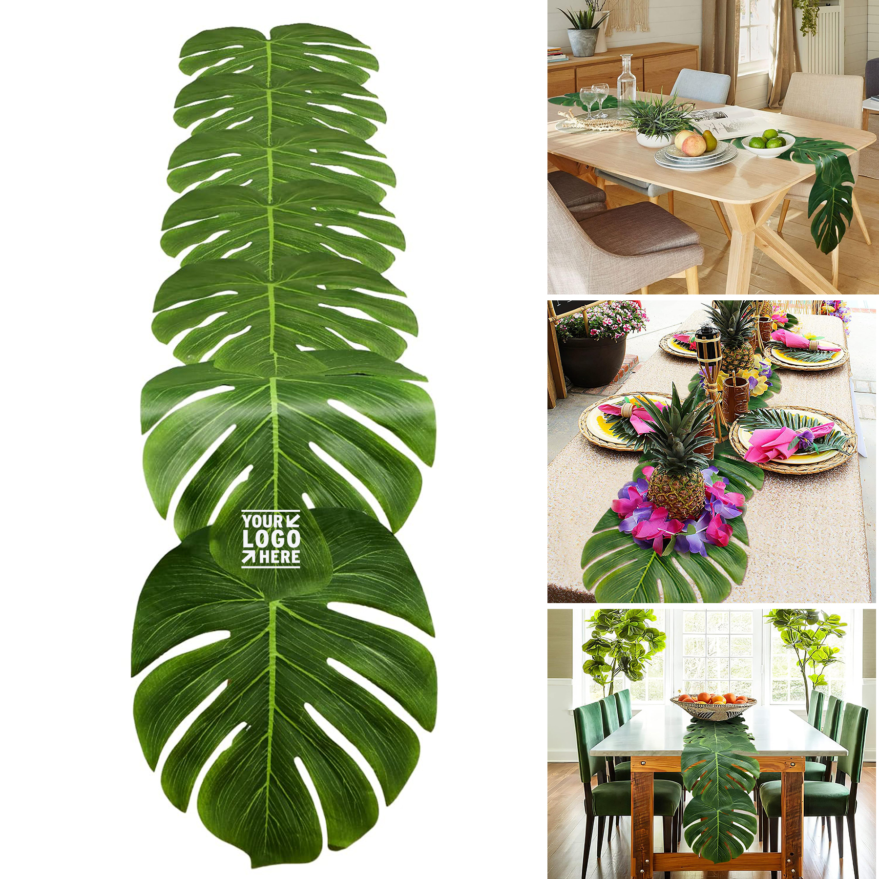 Artificial Palm 72 Inch Tropical Leave Table Runner Faux Leaf Table Cloth 2