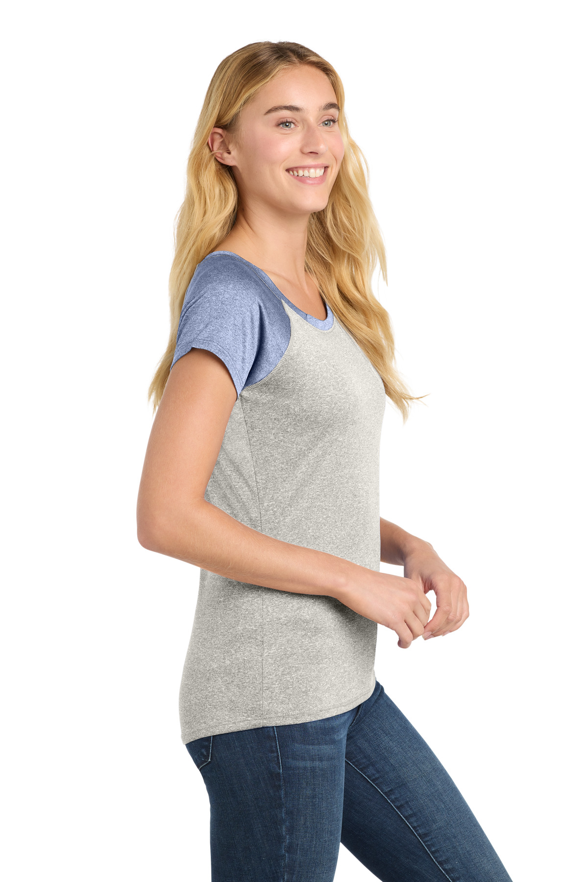 Sport-Tek Women's Heather-On-Heather Contender Scoop Neck Tee. LST362 1