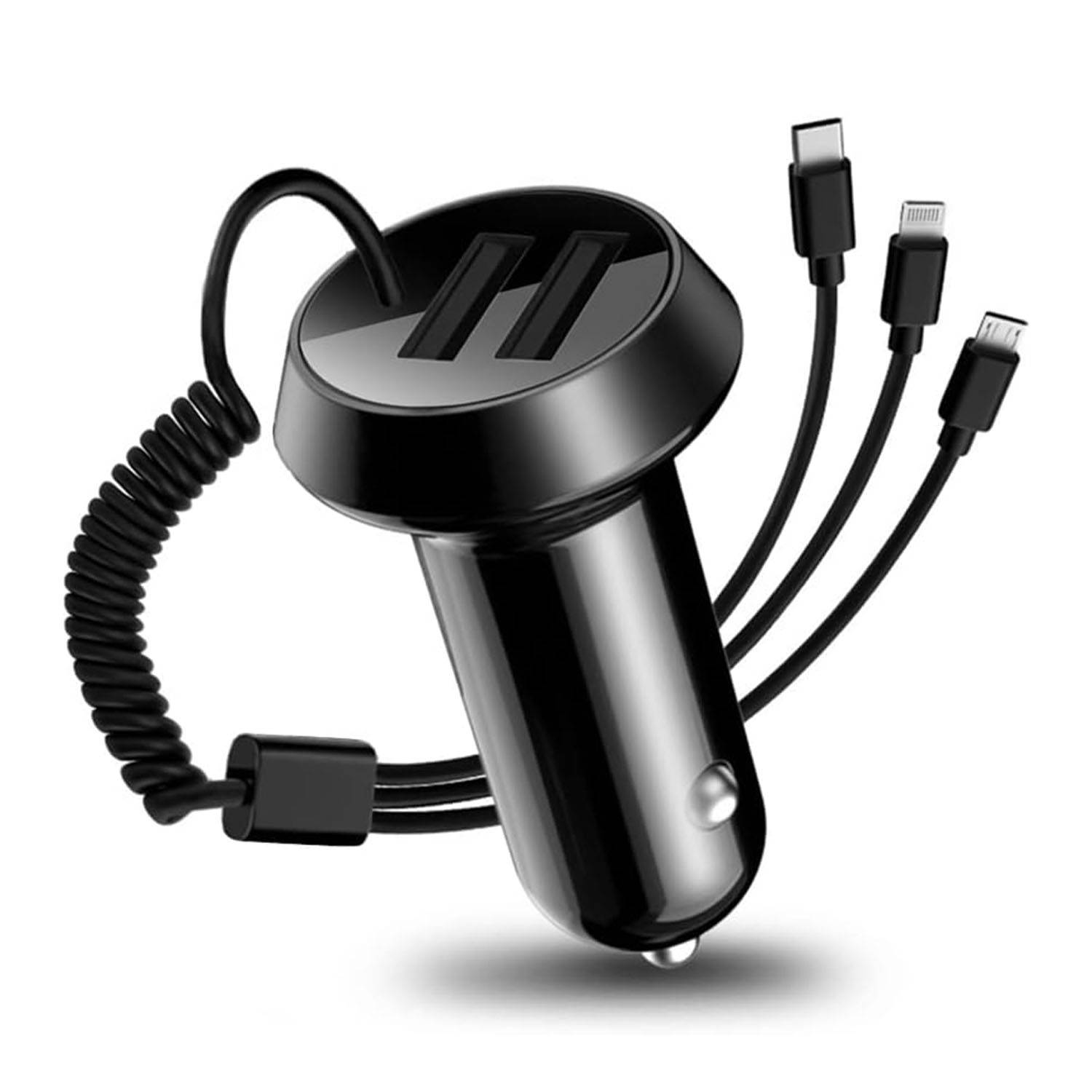 3 in 1 Fast Dual Ports Car Charger with Stretchable Cable 8
