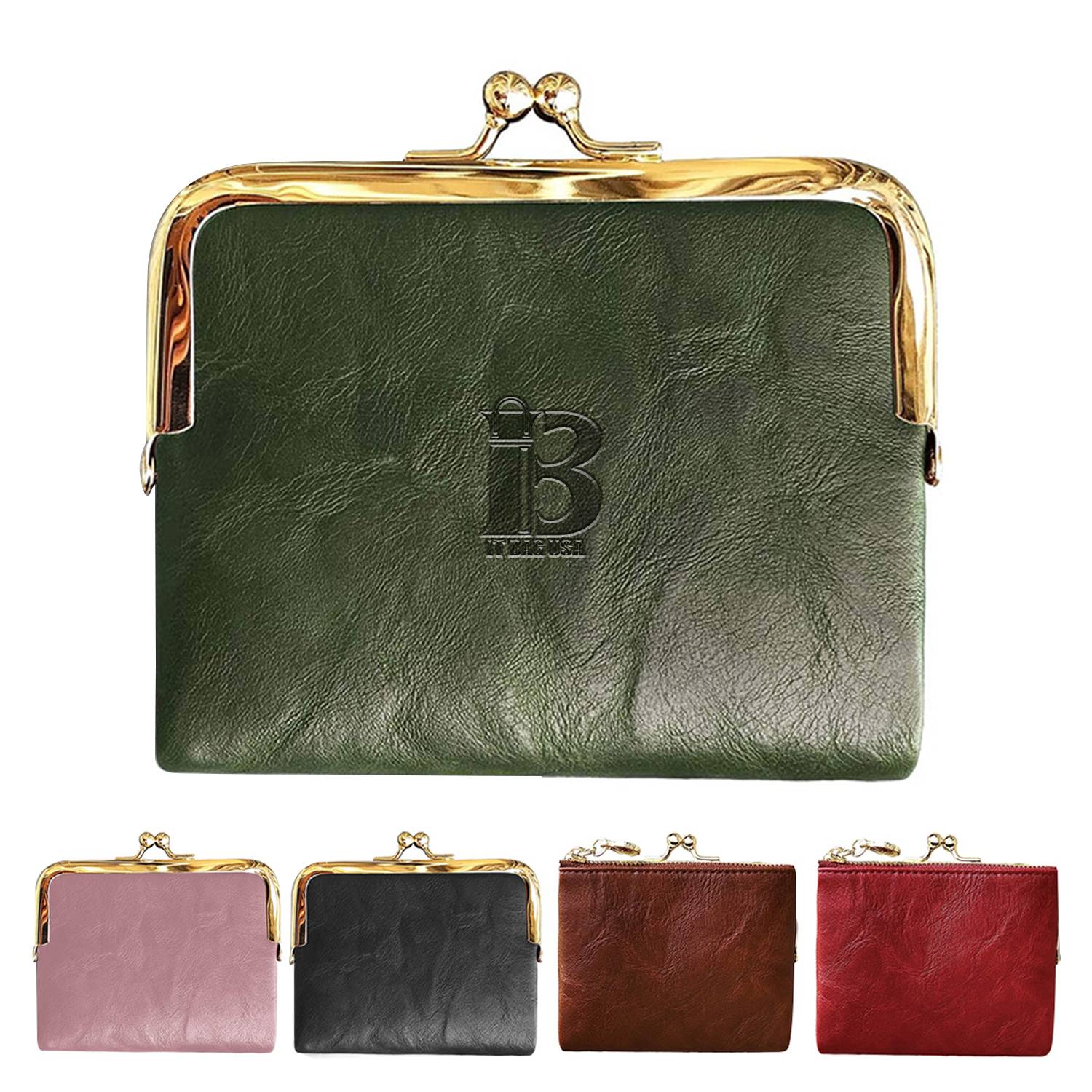 Genuine leather Ladies Coin Purse With Zipper and Kiss Lock 12