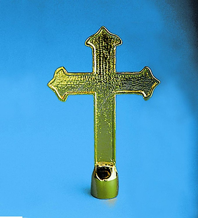 Golden Plated Fancy Cross Indoor Flag Pole Ornament 1