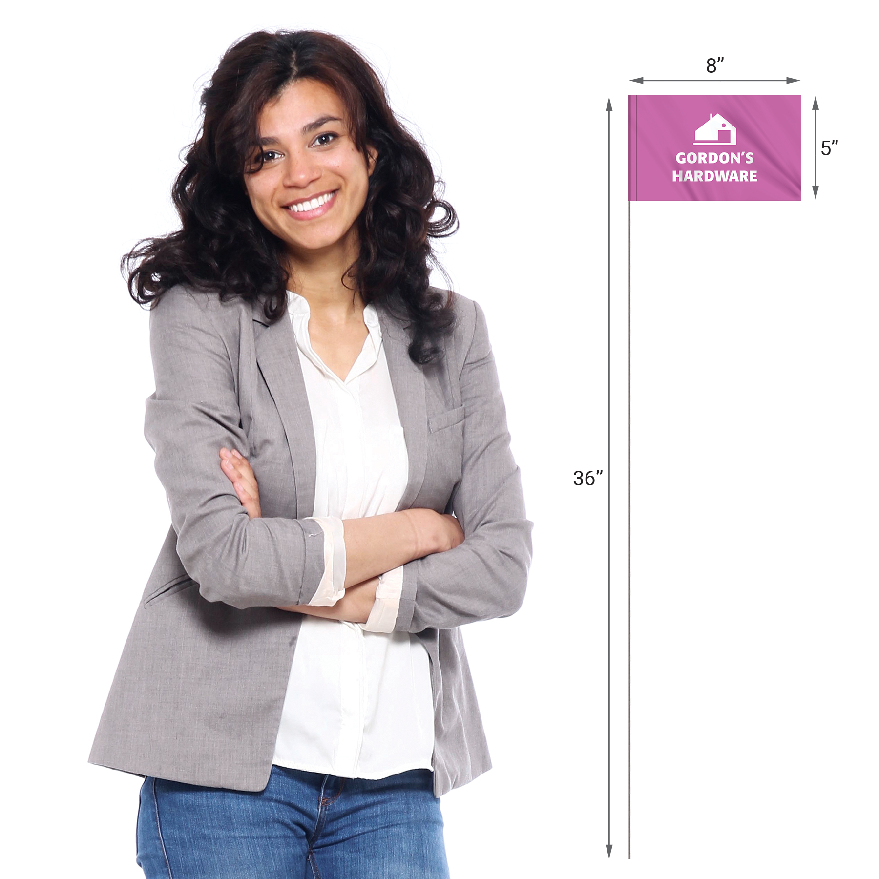 1-Color 5" x 8" Custom Vinyl Marking Flag with 36" Wire 18