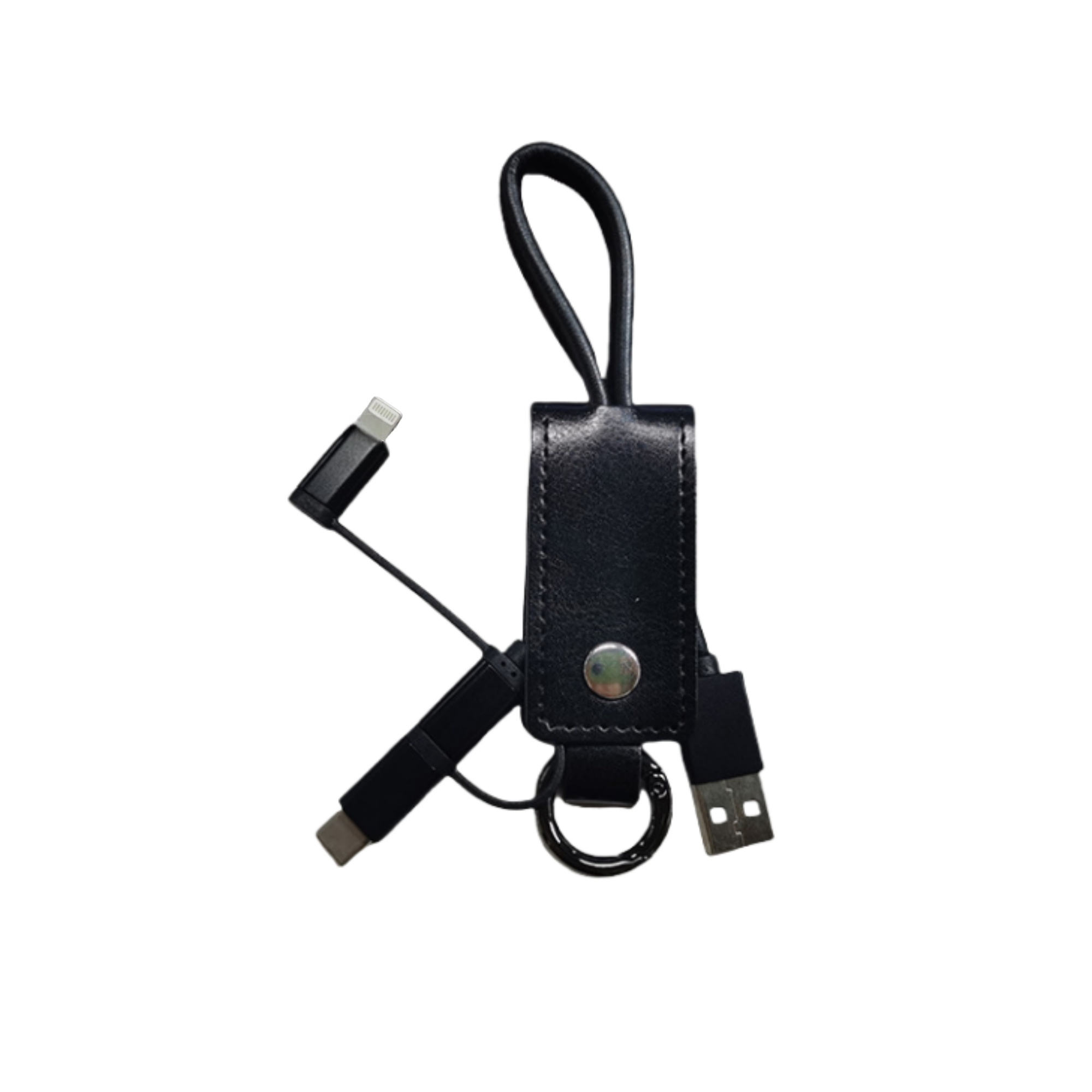 3-in-1 PU Leather Charging Cable with Keychain 2