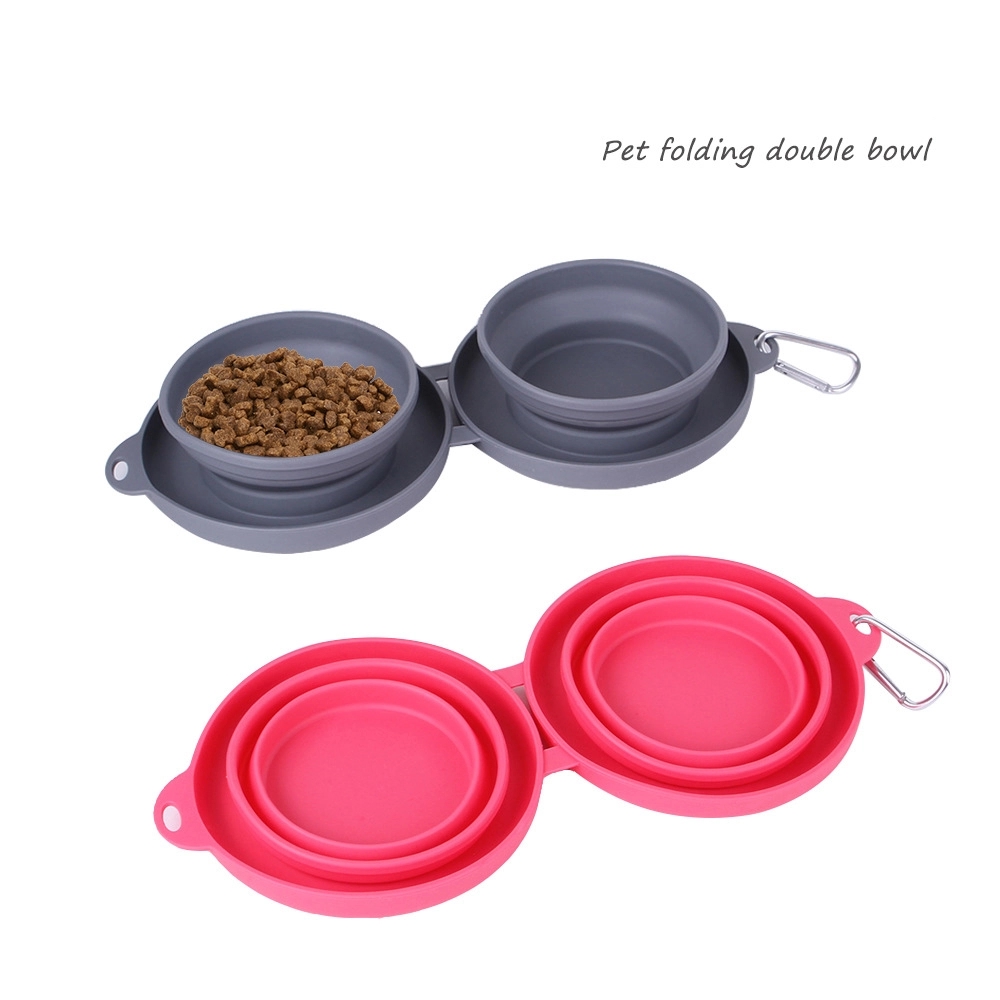 Custom Collapsible Silicone Dog Double Bowl 6