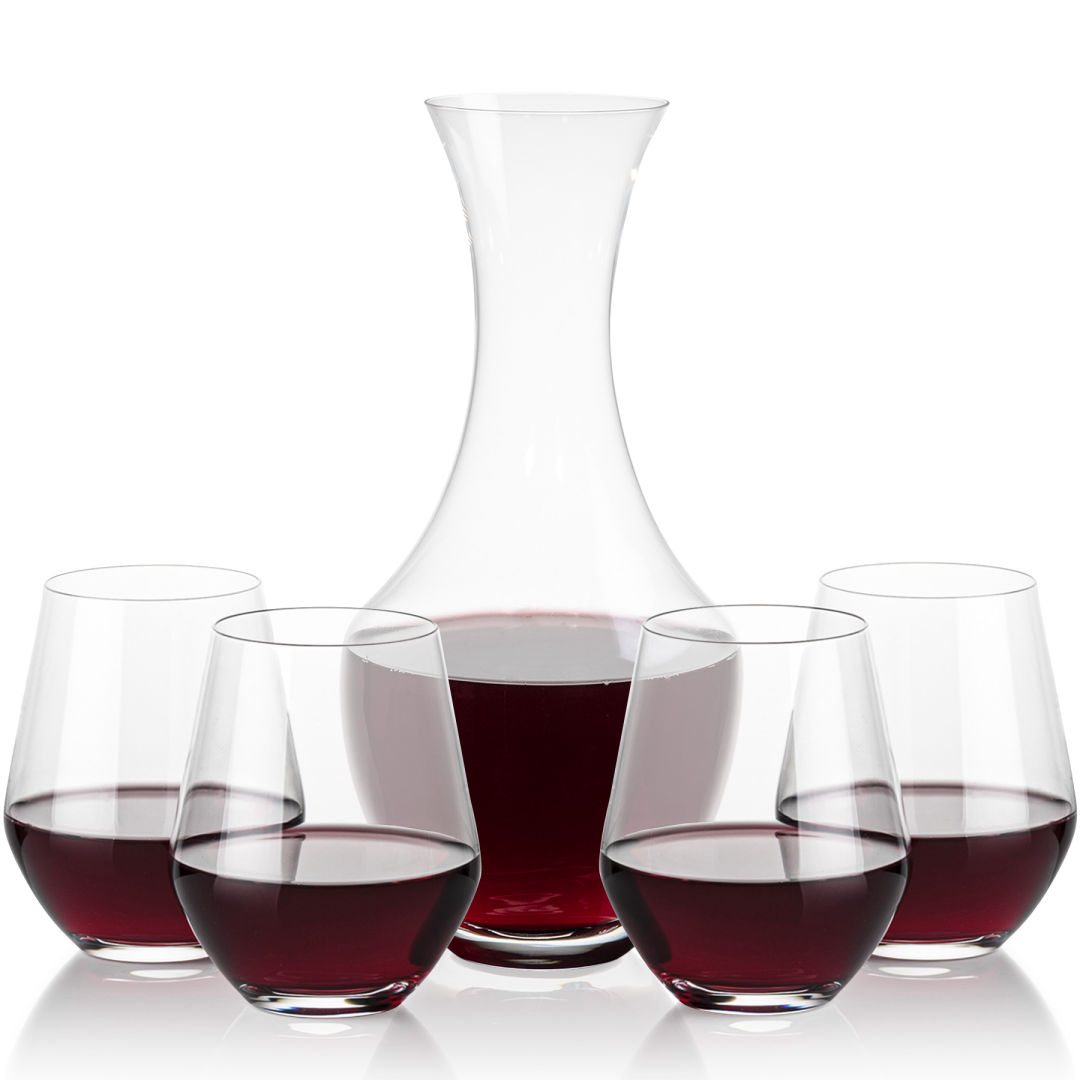 Oldham Carafe & Reina Stemless Wine 9